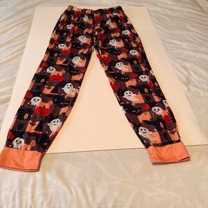 Halloween Print Pajama Pants Woman’s Large Ghosts Pumpkins Fall